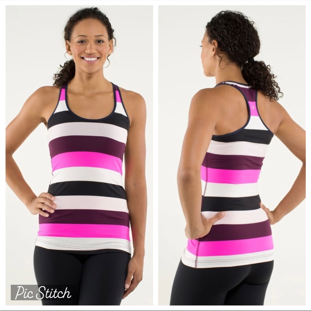 Lululemon Athletica Striped Tank Top - Black, Pink, Purple, White